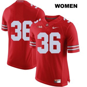 Women's NCAA Ohio State Buckeyes K'Vaughan Pope #36 College Stitched No Name Authentic Nike Red Football Jersey MN20M87QR